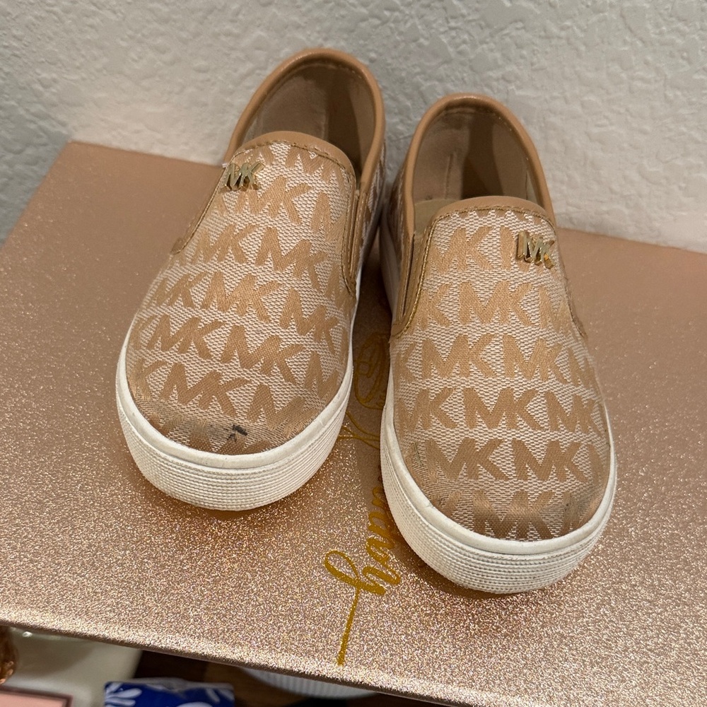 Michael Kors Kids Beige Slip-On Sneakers